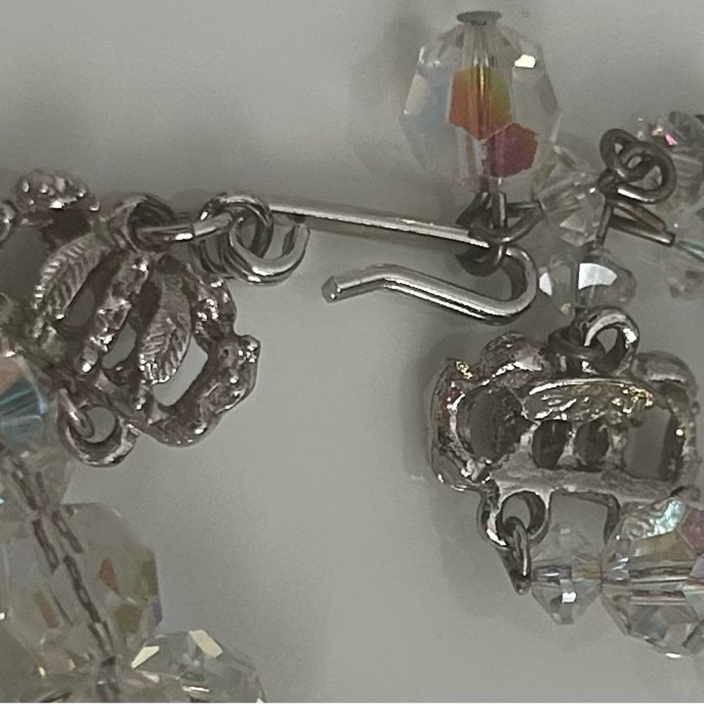 Vintage Hobe Crystal Aurora Borealis Double Strand Necklace - Picture 4 of 5